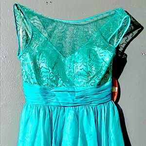 Turquoise short sequin short formal dress